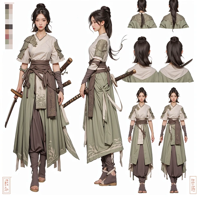 AI古风武侠角色插画素材 国风人物服装设计 影视游戏角色概念设定-淘宝网-花瓣网
