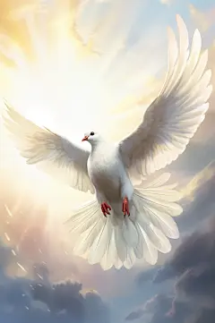 AI数字艺术展翅飞翔的和平鸽插画
