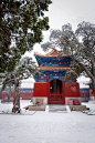 在北京的孔庙。冬天的时间。