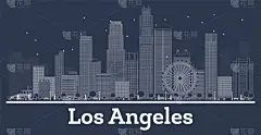 加利福尼亚,城市天际线,轮廓,洛杉矶县,旅途,商务,直的,鸟类,建筑,都市风景