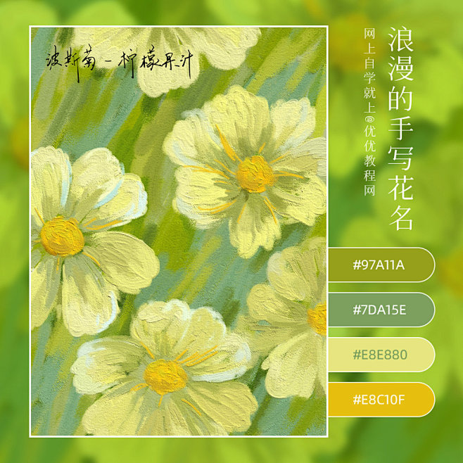 13张浪漫的手写花名彩绘花卡！