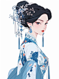 古风｜扁平化插画 - 小红书