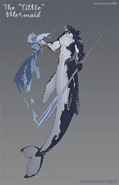 “小美人鱼”（鲸人版）
来自意大利自由概念艺术家和插画家 Alessandro Pizzi ​​​​