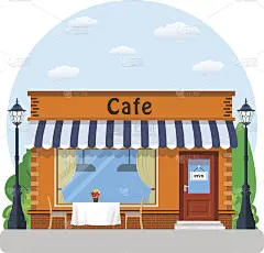 咖啡馆商店外观。