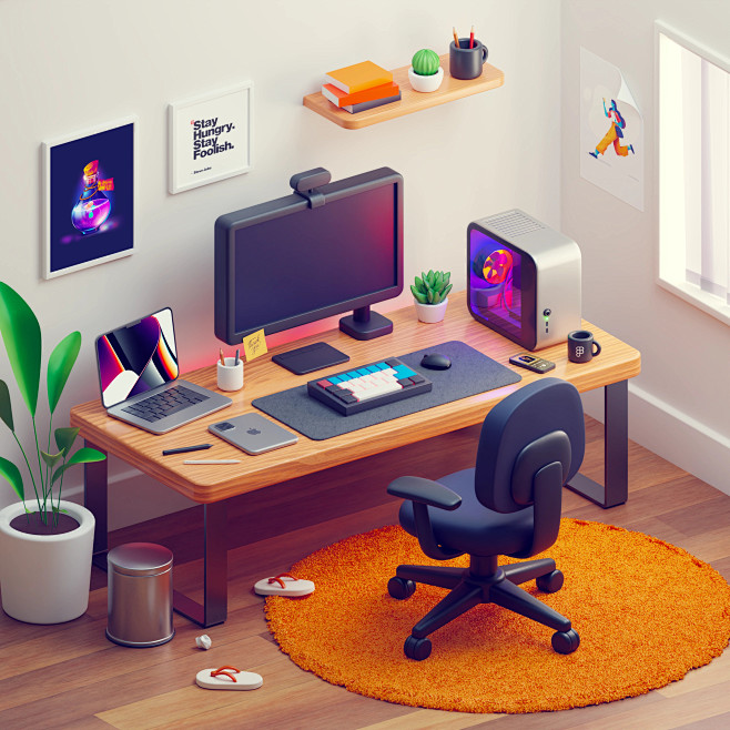 3D Rooms - Work Stud...