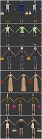 游戏美术素材 卡通手绘现代都市女性角色人物时装变装3D模型 手绘贴图 3dmax源文件 CG原画参考设定
