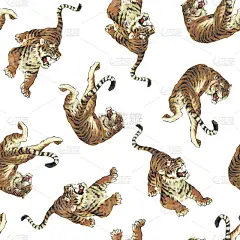 虎,式样,印度支那虎,苏门答腊虎,西伯利亚虎,吠狗,尖牙,绘画作品,绘画插图,热带雨林