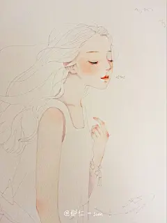 鱼-那仁_那仁插画,手绘,水彩,女孩,鱼,文艺,小清新_涂鸦王国插画