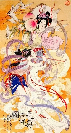 #古风#  #古风绘画# #古风美图#  艳丽的色彩，饱满的构图，高端妖娆的人物形象......这种绘画风格很有时代特色！ ​​​​