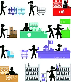 超市剪影  - 源文件下载【酷图网】人物剪影,员工风采,超市,超市海报,超市门头,员工,员工墙,超市员工,超市剪影,