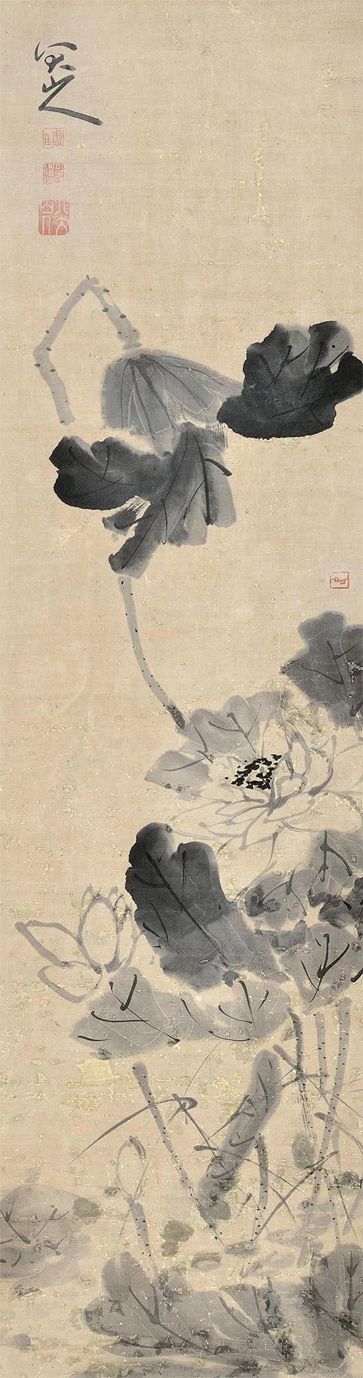 朱耷（八大山人）——款《墨荷》荷花 花卉立轴欣赏 | 明末清初|朱耷(1626~1705)清初画坛