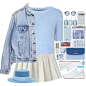 A fashion look from December 2015 featuring blue shirt, 80s fashion and pleated skirt. Browse and shop related looks.