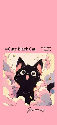 iPhone15Pro壁纸 手机壁纸 酷粉 黑猫 壁纸3