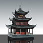 中式中国风明朝传统手工古建筑模型贵阳甲秀楼民族建筑阁楼房子