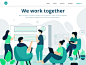 Team Work colors plants work desk design flat vector illustration interface uiux concept landingpage