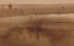 新中式 抽象 意境 树 倒影 彩绘 手绘 效果图 壁画 壁纸 墙画 背景墙 电视背景 床头背景 卧室 酒店