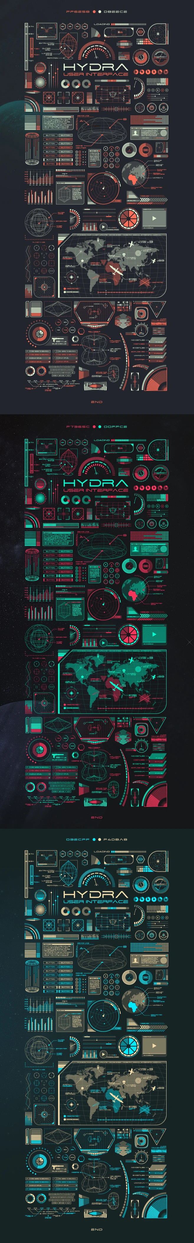 Hydra UI : Hydra is a futuristic UI kit with tons of elements, graphs ...