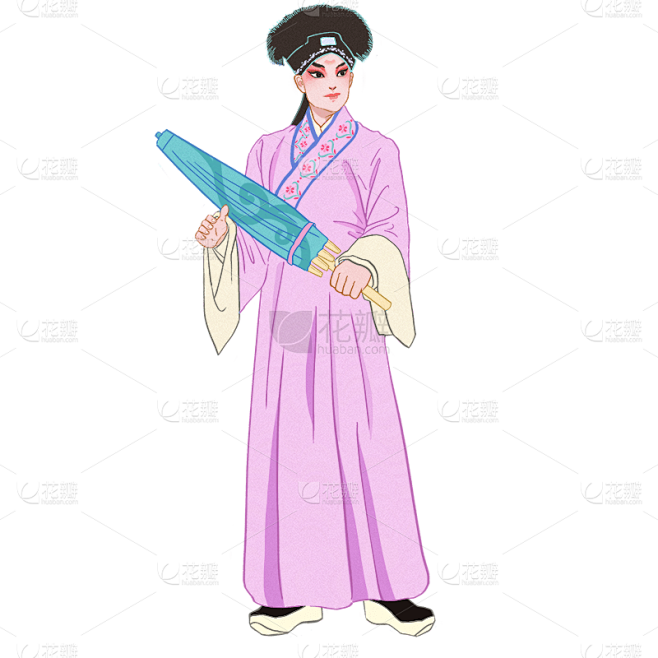 手绘-京剧人物插画贴纸-生角1