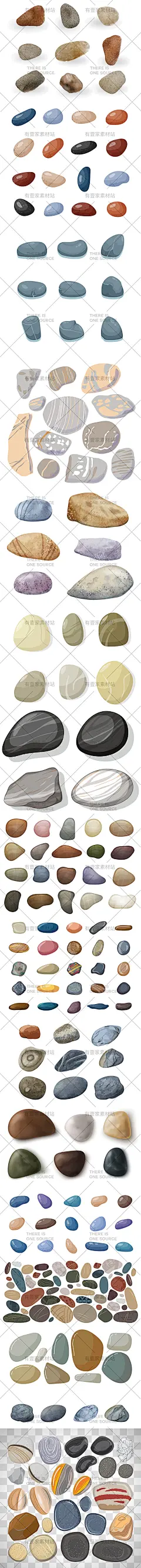 手绘光滑海边鹅卵石河卵石庭院铺路小石子装饰插画AI矢量设计素材-淘宝网