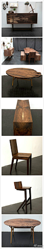 俄勒冈州的黑胡桃木有着令人惊艳的漂亮色泽和纹理，所以用这些木头来制作家具是最好不过的。美国的设计师Grant McGavin用简单的设计，将这些黑胡桃木打造成令人难以置信的家具