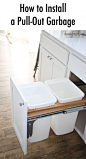How to install a pull out garbage in your cabinets! (Via @HoneyBearLane): 