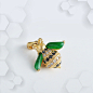 中国设计师唐凌-小蜜蜂 天然A货翡翠吊坠钻石18k金迷你很可爱