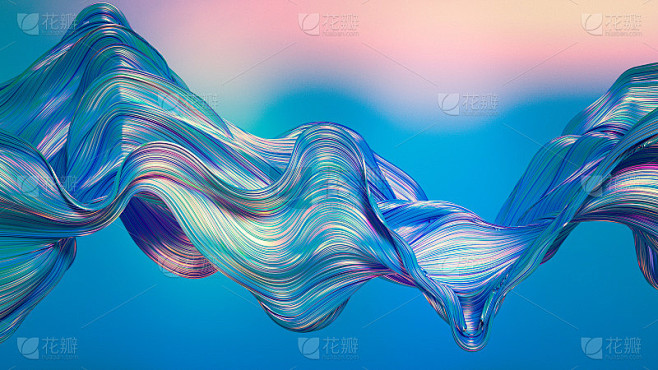有条纹的窗帘织物。3d插图，3d渲染。