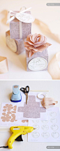 Favor Box + Tag + Flower - Free PDF Printables from Ellinée, whose printables are so gorgeous. | Papers & Papers | Pinterest