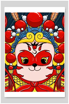 卡通手绘高端大气中国风戏曲插画