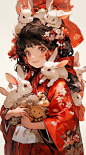 mrjoe0615_kawazuna_girl_with_rabbits_in_her_hands_in_the_style__df9b9871-3fd5-41fa-b3aa-d588248a3f39