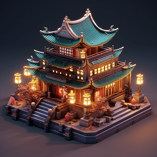 复古中国风建筑素材图片数字艺术图