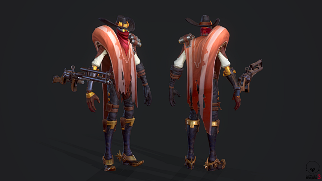 LOL-jhin 烬 西部牛仔 PBR-独立角色模型-微元素 - Element3ds.com!
