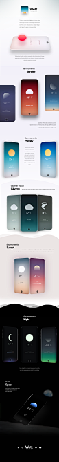 Wett - Weather App for iPhone X (concept) : The whole concept behind Wett was to built an unique weather app that takes full advantage of the iPhone 8 bezel-less screen. It also features an adaptive design which gives the app an immense versatility. The d