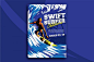 海上冲浪极限运动活动海报可编辑易变色设计PSD素材模板下载 Swift Surfer Flyer