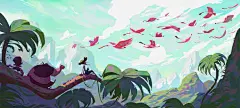 卡通手绘蓝天大山图案免抠素材 页面网页 平面电商 创意素材