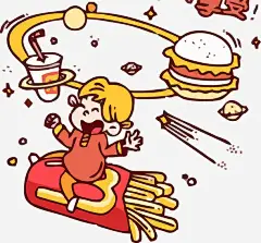手绘吃货插画矢量图高清素材 免抠美食插画 可乐 商务 手绘 插画 汉堡 薯条 矢量图 免抠png 设计图片 免费下载