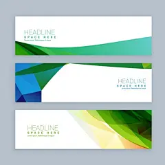 (源站可下源文件)抽象形状彩色横幅集/Abstract shapes colored banners set