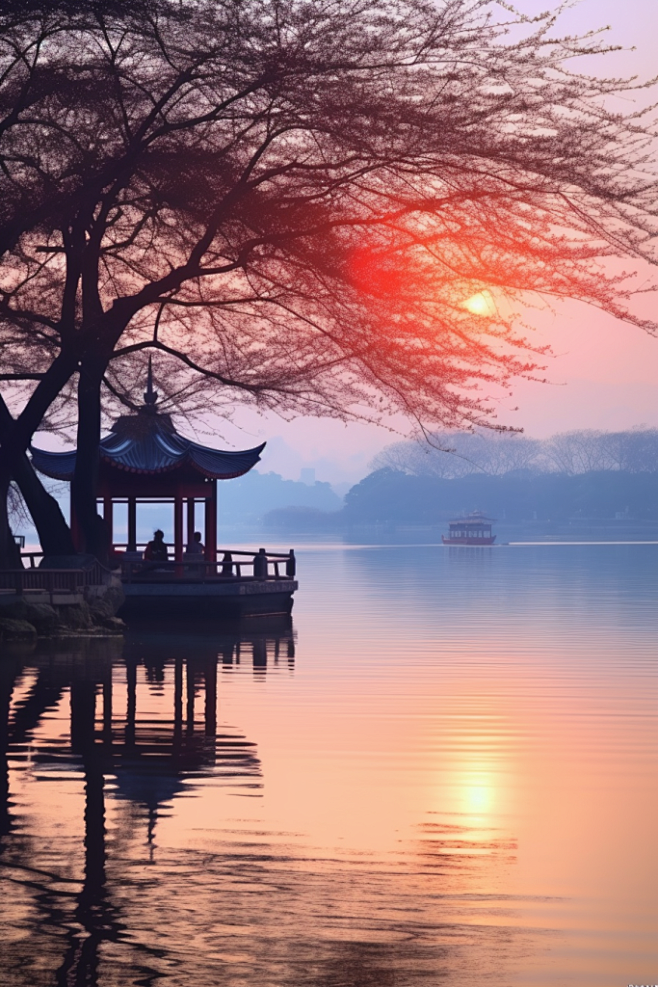 国内城市杭州西湖美景旅游景点风景摄影图