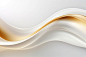 Abstract 3d gold curved white and gold ribbon