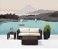 抽象山水风景壁纸 中式水墨泼墨写意艺术背景墙大型壁画墙纸-淘宝网