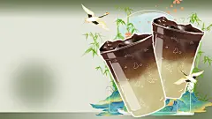传统国潮风奶茶海报背景设计