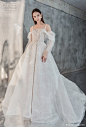 beaute comme toi 2021 bridal long sleeves cold shoulder with strap straight across neckline heavily embellished bodice princess a  line wedding dress mid back chapel train (eloise) mv