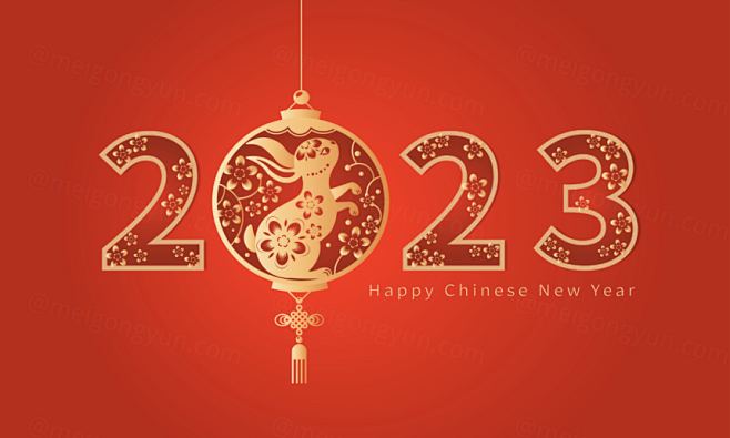 2023年中国新年生肖兔年东方传统节日促...