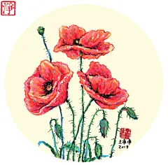 油画棒（蜡笔）绘制的动物插画-花卉插画-古田路9号-品牌创意/版权保护平台
