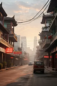 市政景观城镇商业街风景