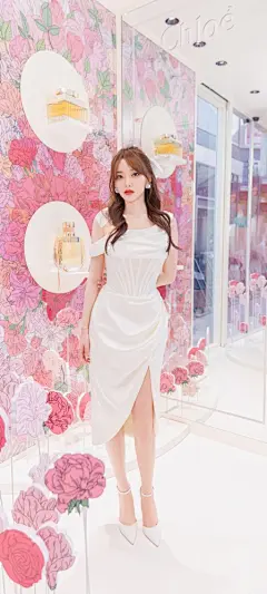程潇 白色礼服裙子 美女 手机壁纸