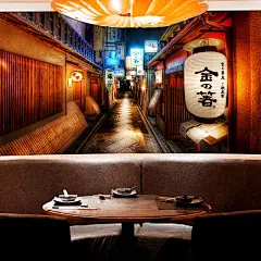 日本寿司料理店壁纸日式风格浮世绘装修招财猫壁画居酒屋装饰墙纸-淘宝网