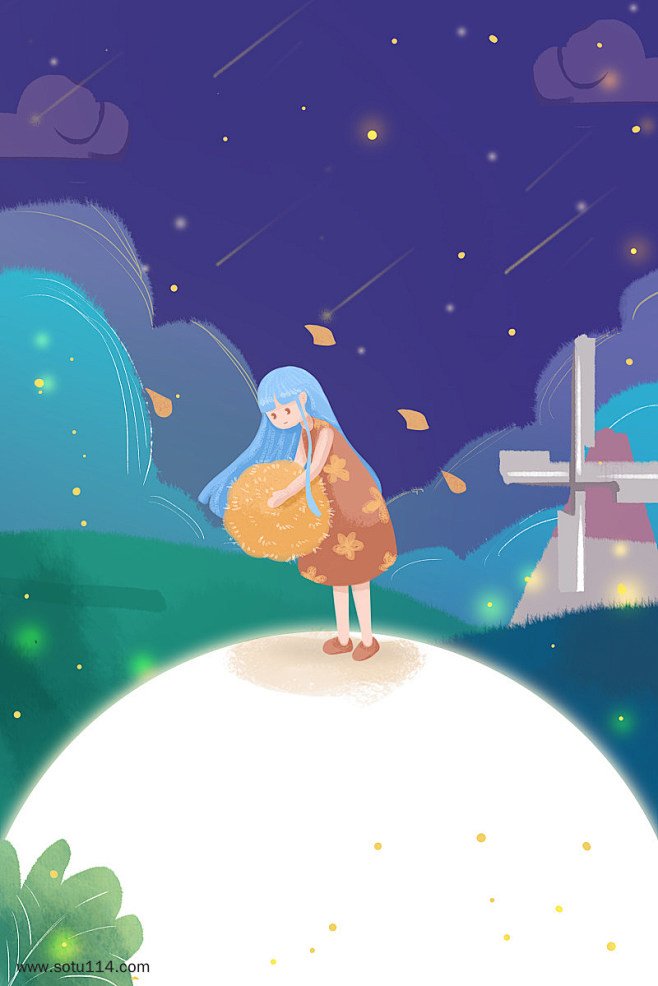 唯美冬日夜晚女孩服装促销海报