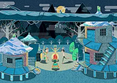 友情之火插画，顾名思义是一群来自不同文明，不同文化，不同语言的人，在一次篝火晚会中相识，结为好友的故事。寓意文化交流及团结互助的友情主旨。