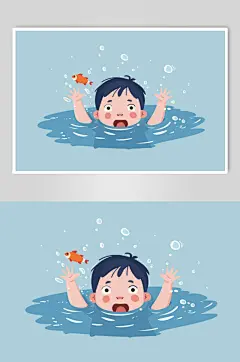 AI数字艺术夏季防溺水插画